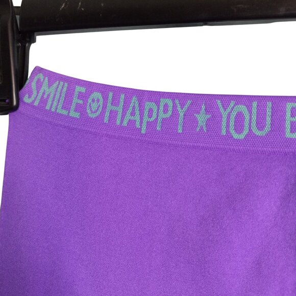 Little Miss Matched Size 8 10 M Leggings Girls Smile Hi Bye Face Purple NEW - Picture 3 of 7